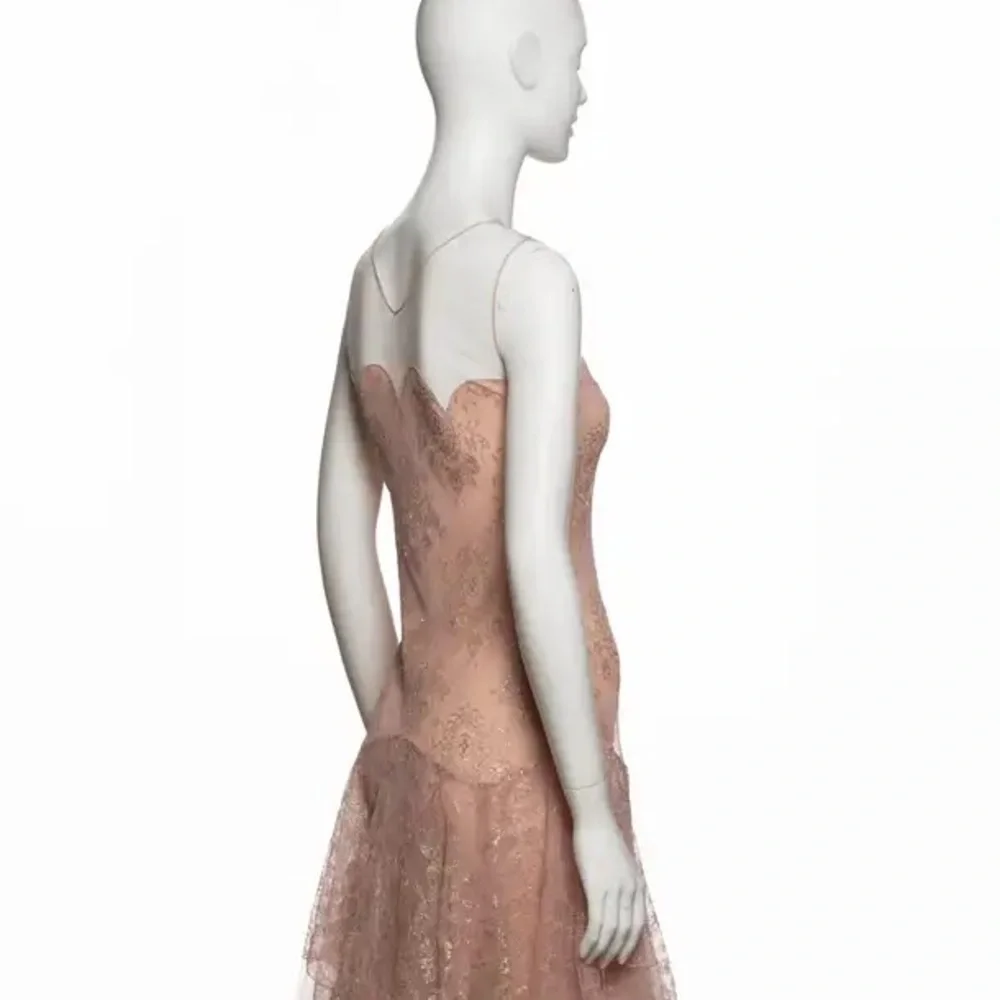 Blush Lace Tulle Evening Gown - Picture 9 of 12